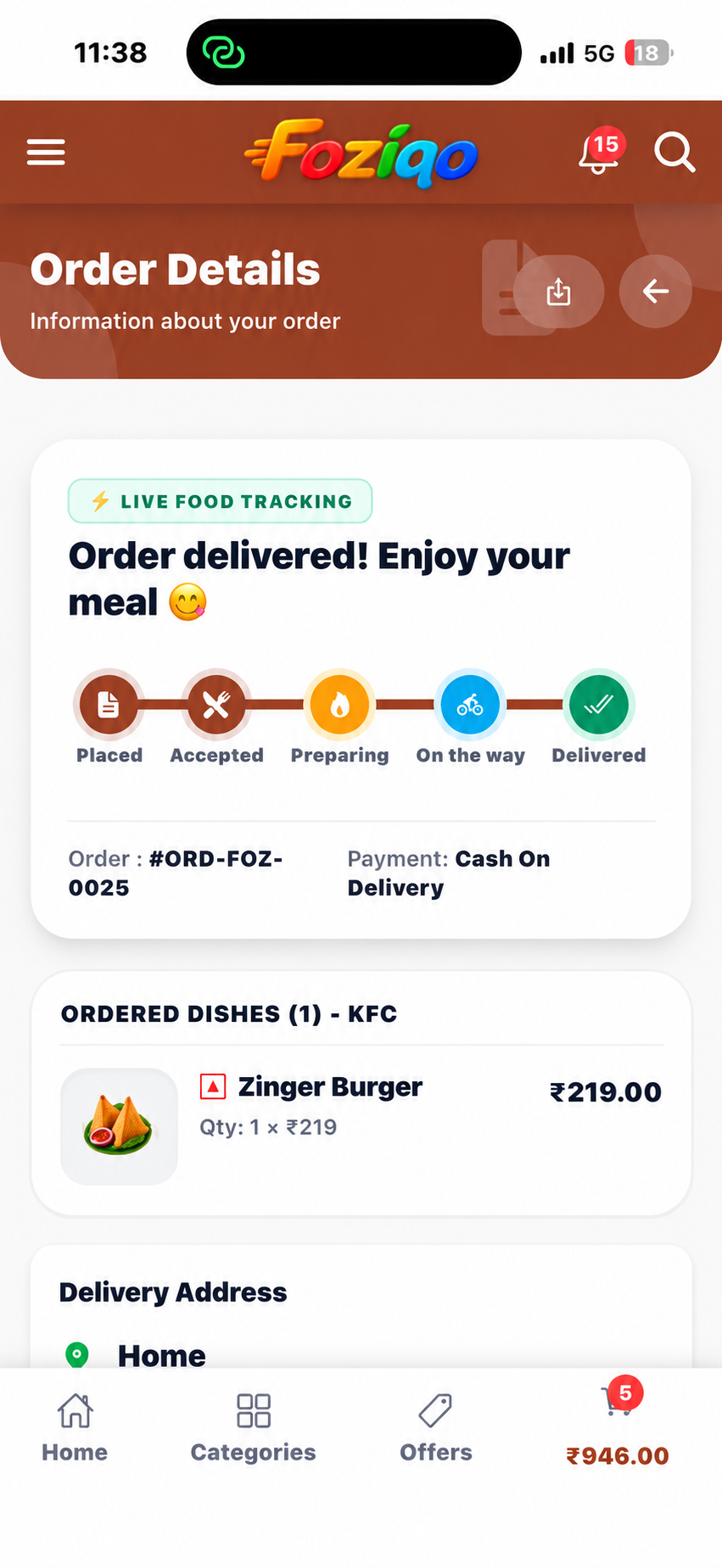 Foziqo app home screen on a smartphone